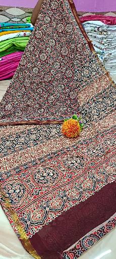 ‎Dazzling Ajarak print cotton saree | 2022